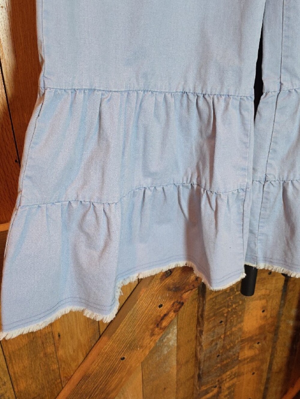 203p Sewn And Seen Tiered Ruffle-Hem Wide Leg Pants in Light Blue - Picture 7 of 12